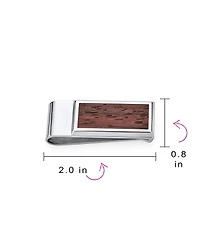 Bling Jewelry Two Tone Koa Wood Inlay Money Clip Card Holder - Stainless Steel