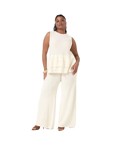 June + Vie Women's Ruffled-Hem Peplum Tank Top