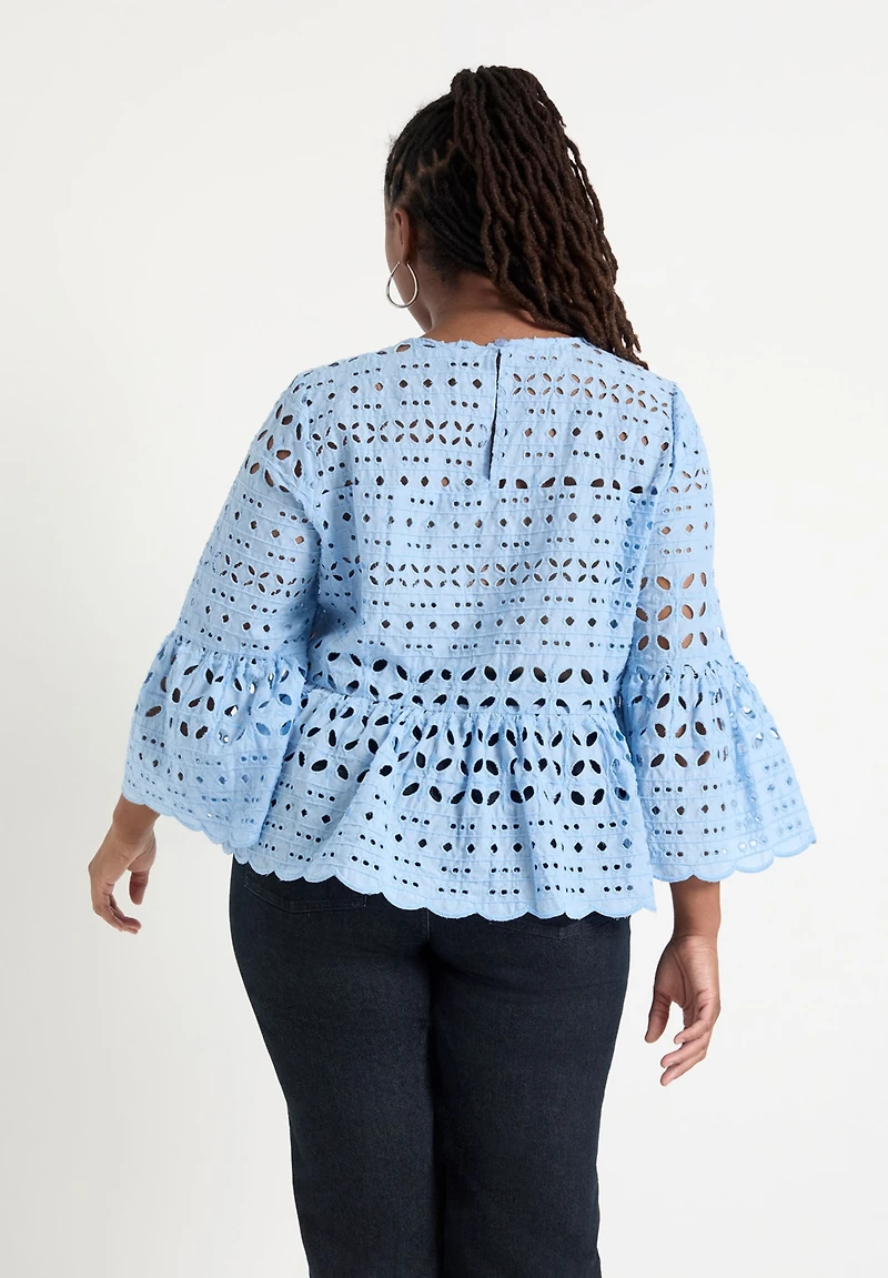 June + Vie Women's Flounce Peplum Top