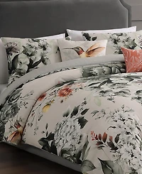 Bebejan Vintage Bloom Bedding 100% Cotton Sateen 5 Piece Queen Size Reversible Comforter Set