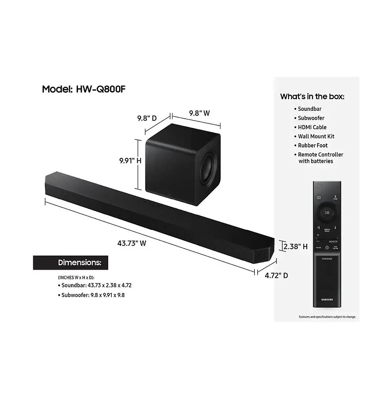 5.1.2 Channel Q-Series Dolby Atmos Soundbar with Subwoofer