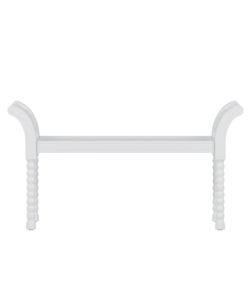Streamdale Elegant Retro Style Bench with Turned Legs, Bed End Bench for Bedroom or Living Room Decor, White