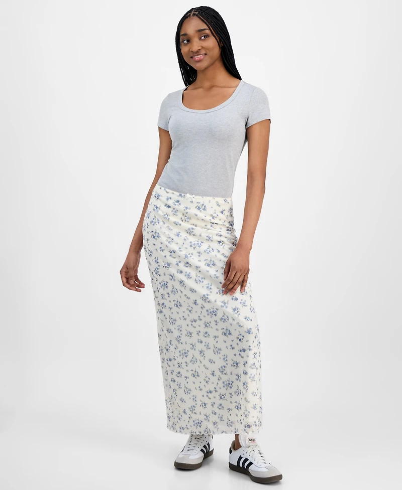 Hippie Rose Juniors' Floral-Print Maxi Skirt