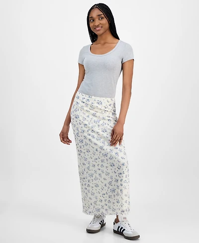 Hippie Rose Juniors' Floral-Print Maxi Skirt