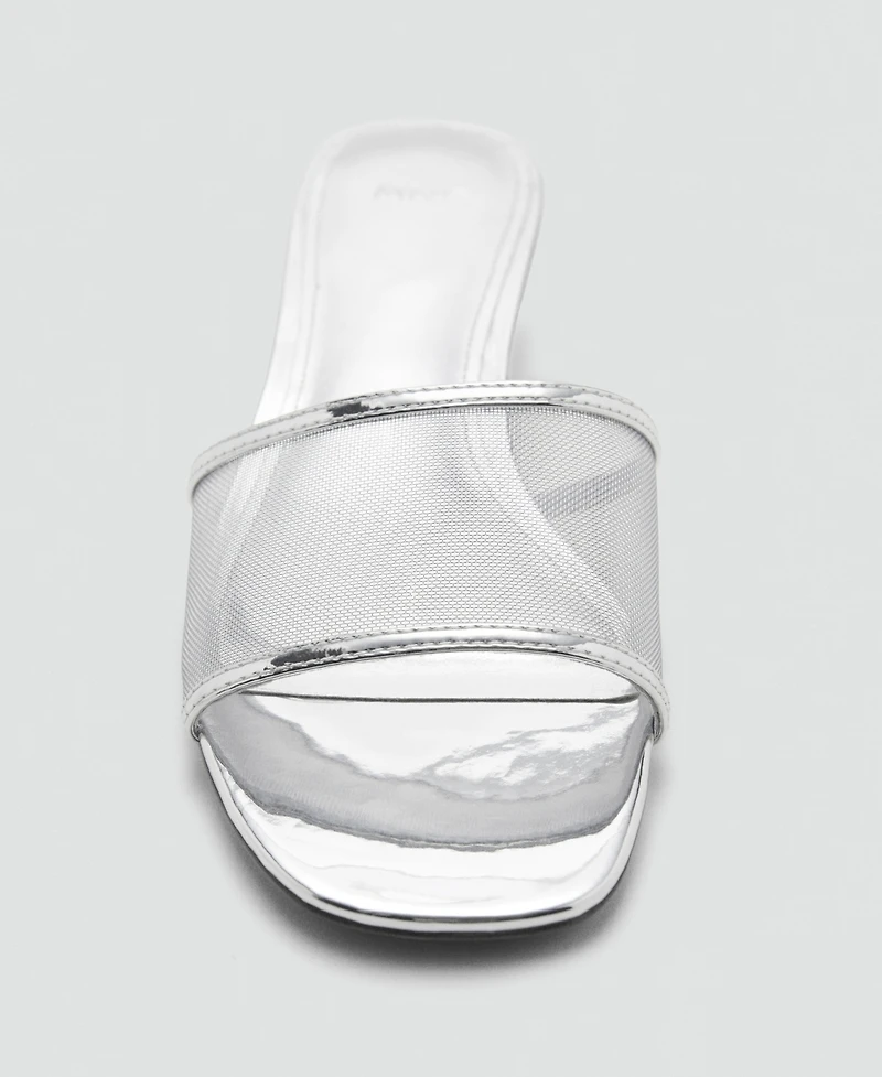 Mango Women's Mesh Strap Kitten Sandals