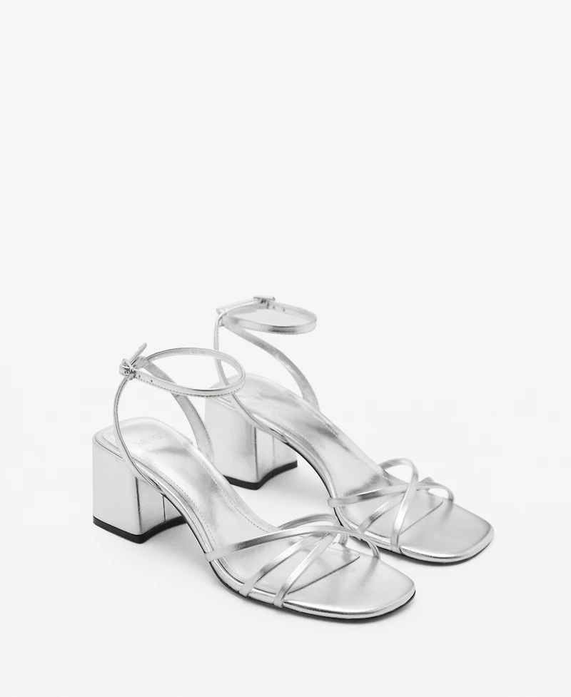 Mango Women's Crossed Strap Heeled Sandals
