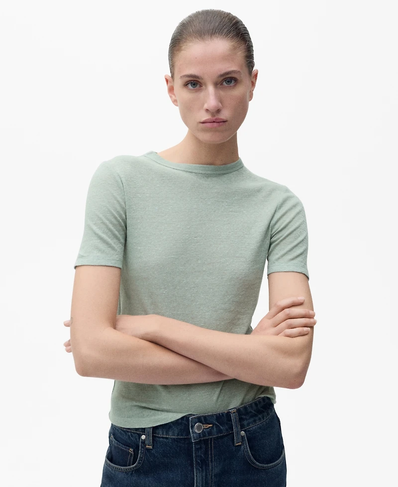 Mango Women's Short-Sleeved Linen T-Shirt