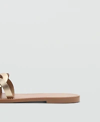 Mango Women's Intertwined Strap Leather Sandals