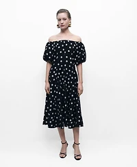 Mango Women's Strapless Polka Dot Dress