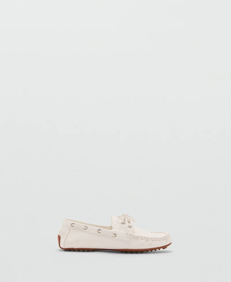 Mango Women's Laces Leather Boat Shoes
