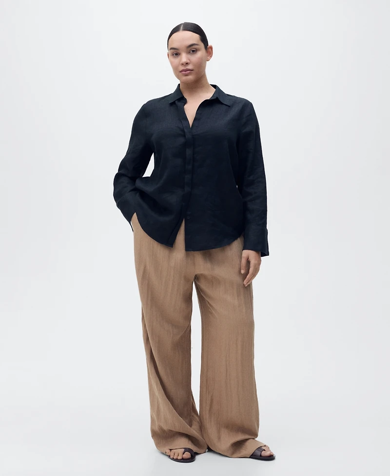 Mango Women's Straight Lyocell Texture Pants