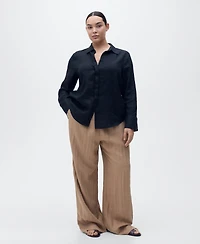 Mango Women's Straight Lyocell Texture Pants