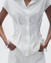 Mango Women's Short Sleeve Pleated Shirt