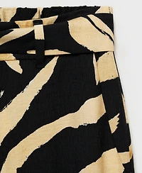 Mango Women's Belted Printed Straight Trousers Pants