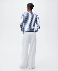 Mango Women's Stripped Knit Cardigan Sweater