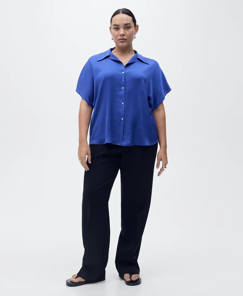Mango Women's Short-Sleeved Satin Shirt