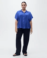 Mango Women's Short-Sleeved Satin Shirt