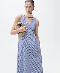 Mango Women's Striped Flared Midi Dress