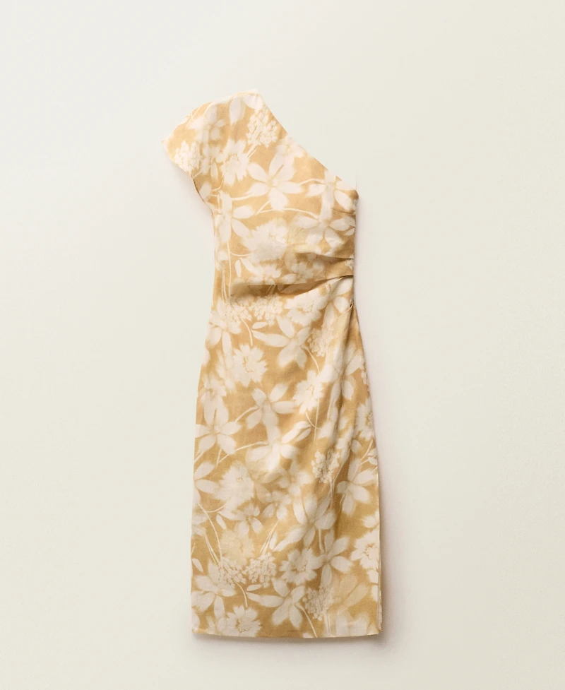 Mango Women's Linen Floral-Print Dress