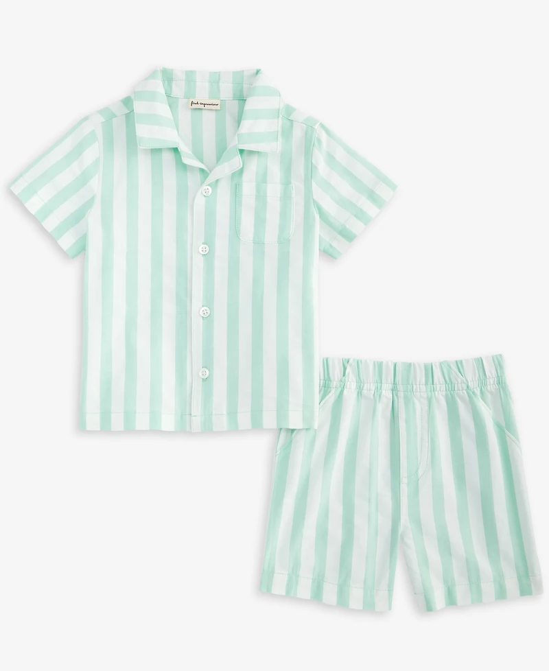 First Impressions Baby Boys Cotton Striped Shirt & Shorts, 2 Piece Set, Exclusively at Macy's