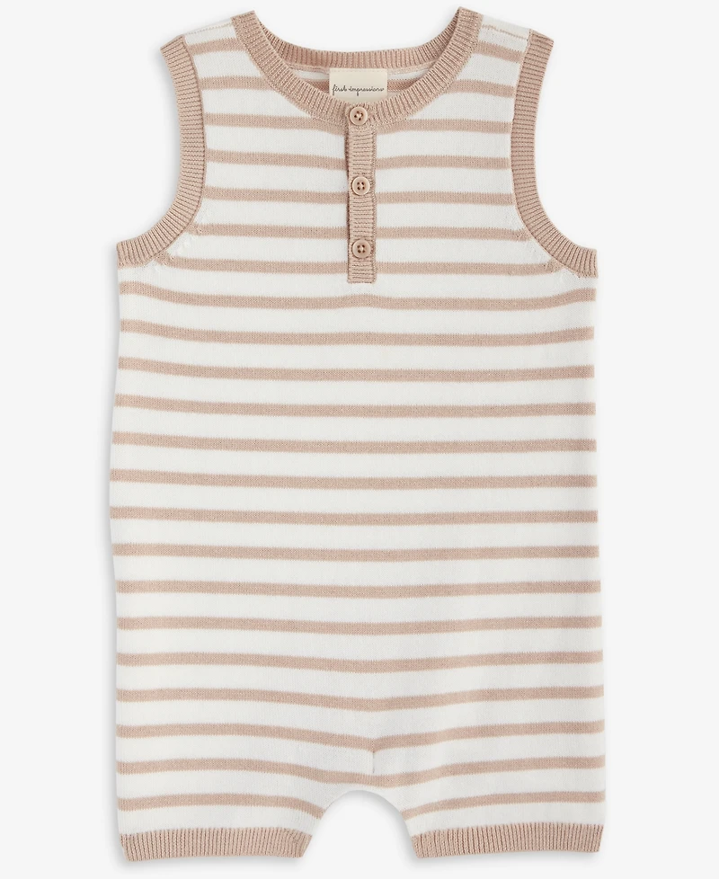 First Impressions Baby Seaside Striped Cotton Romper, Exclusively at Macy's