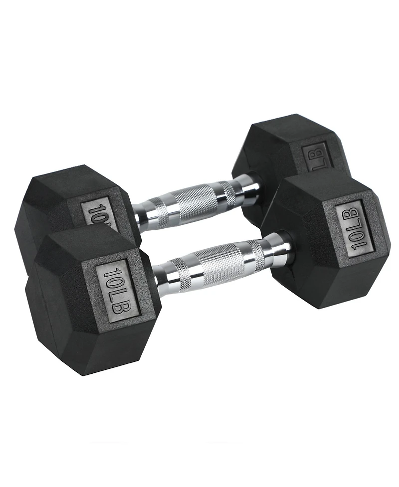 HolaHatha Iron Hexagonal Cast Home Exercise Dumbbell Free Weight, 10 Pounds