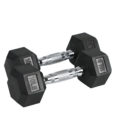 HolaHatha Iron Hexagonal Cast Home Exercise Dumbbell Free Weight, 10 Pounds