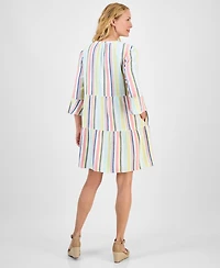 Style & Co Women's Striped Cotton Gauze Tiered Dress, Exclusively at Macy's