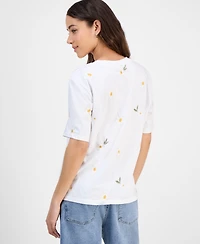 Driftwood Women's Daisy Embroidered Short-Sleeve T-Shirt