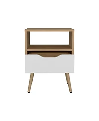 Speers Nightstand, 1 Drawer, 1 Shelf, Natural Oak / White
