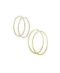 Bling Jewelry Set of 2 Minimalist Hoop Earrings 2MM Gold Plated 1.75 Inch & 2.5 Inch