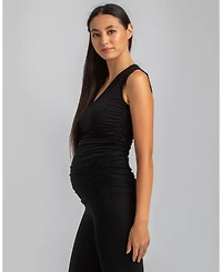 Pietro Brunelli Maternity Sleeveless Dolce Blouse with V-Neck and Side Ruching
