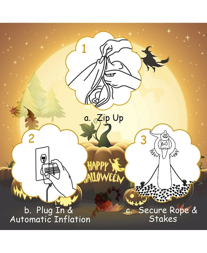 6 Feet Halloween Inflatable Blow Up Ghost with Pumpkin and Led Lights