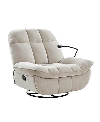 Carol Modern Upholstered Manual Swivel Rocker Recliner with Phone Holder