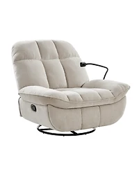 Carol Modern Upholstered Manual Swivel Rocker Recliner with Phone Holder