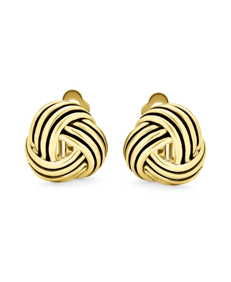 Bling Jewelry Set of 2 Rope Cable Twist Knot Clip-On Earrings Oxidized Silver Gold Plated