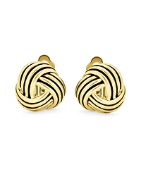Bling Jewelry Set of 2 Rope Cable Twist Knot Clip-On Earrings Oxidized Silver Gold Plated