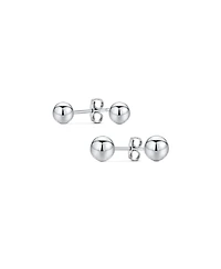 Bling Jewelry Set of 2 Minimalist Drop Ball Earrings in Sterling Silver 5MM & 6MM Sizes