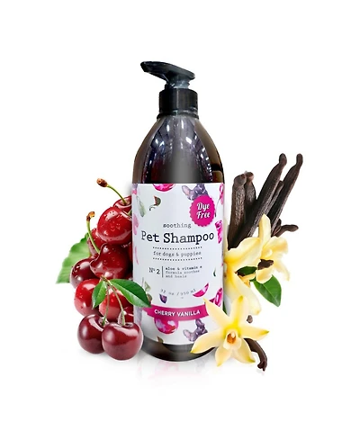 P.t. Supply Co Soothing Pet Shampoo for Dogs & Puppies – Cherry Vanilla Scent, Aloe & Vitamin E, Gentle & Moisturizing Formula