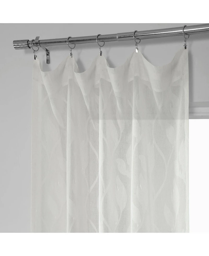 Half Price Drapes Avignon Vine Floral Patterned Faux Linen Sheer Curtain