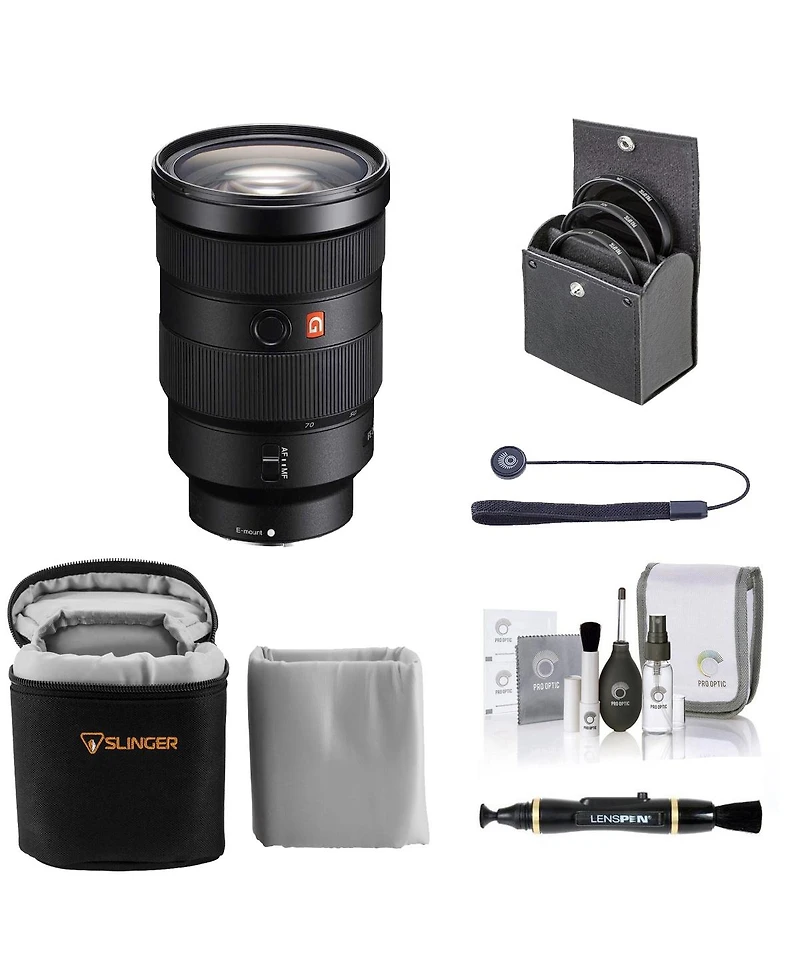 Sony Fe 24-70mm f/2.8 Gm Lens for Sony E, Bundle with 82mm Filter Kit, Lens Case, Lens Cleaner, Cleaning Kit, Lens Cap Tether