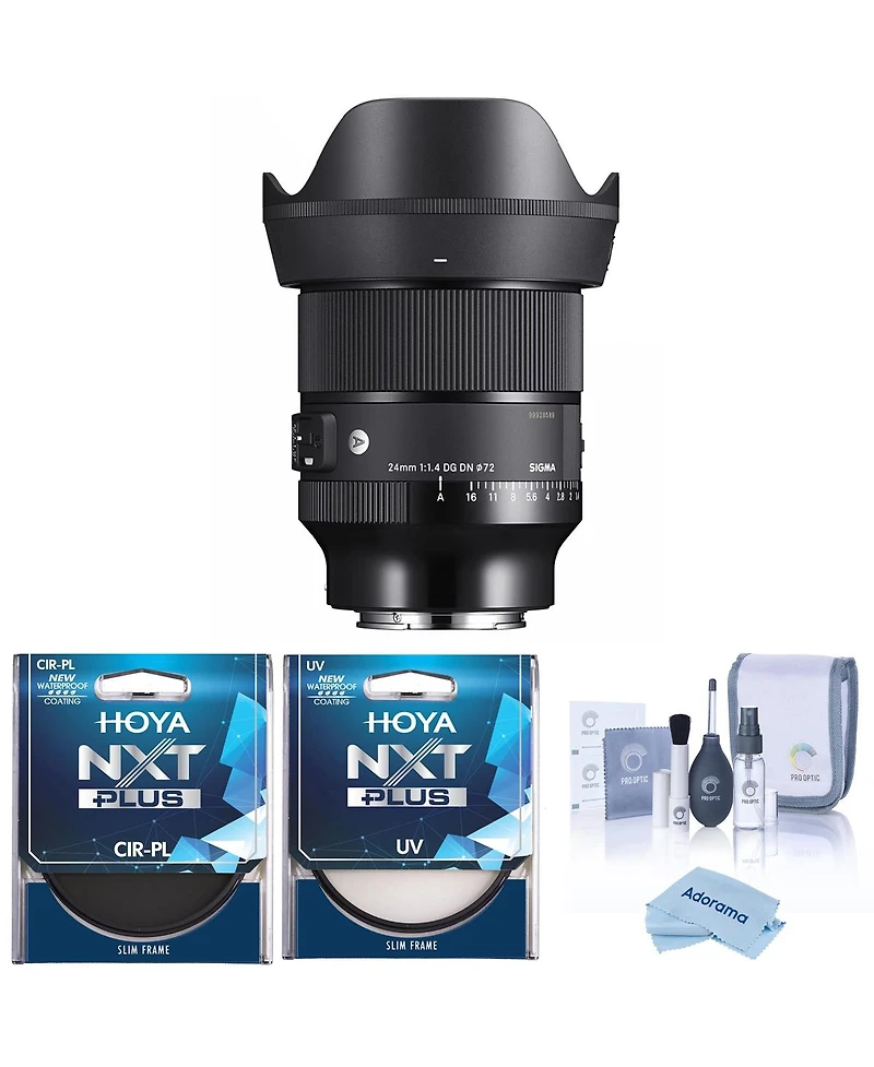 Sigma 24mm f/1.4 Dg Dn Art Lens for Sony E, Bundle with Hoya 77mm Uv and Cpl Filters