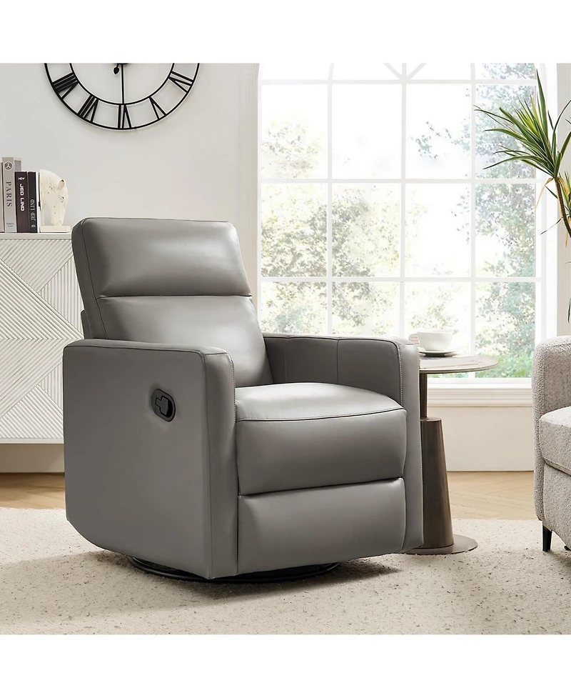 Josefa Genuine Leather Upholstered Swivel Rocker Recliner