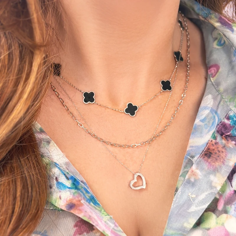 The Lovery Gold Open Heart Necklace 14K White Gold