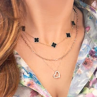 The Lovery Gold Open Heart Necklace 14K White Gold
