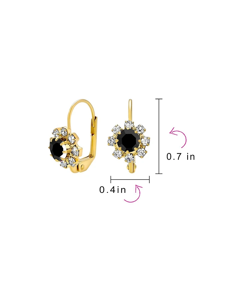 Bling Jewelry Flower Crystal Drop Earrings Gold Plated Brass Lever Back