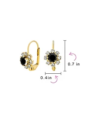 Bling Jewelry Flower Crystal Drop Earrings Gold Plated Brass Lever Back