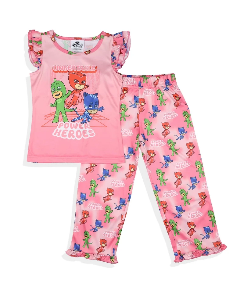 Pj Masks Little Girls Gekko Catboy Power Heroes Ruffle 2-Piece Pajama Set Sleepwear