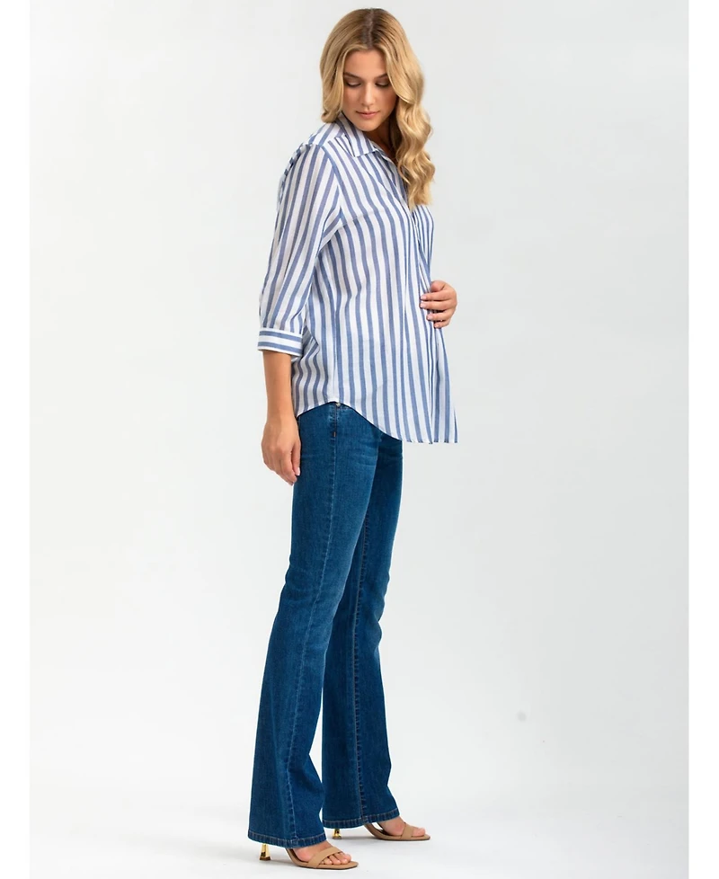 Pietro Brunelli Maternity Maternity Classic Collared 3/4 Sleeve Blouse Panarea