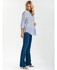 Pietro Brunelli Maternity Maternity Classic Collared 3/4 Sleeve Blouse Panarea